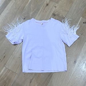 Small Purple T-Short with Feather Sleeves